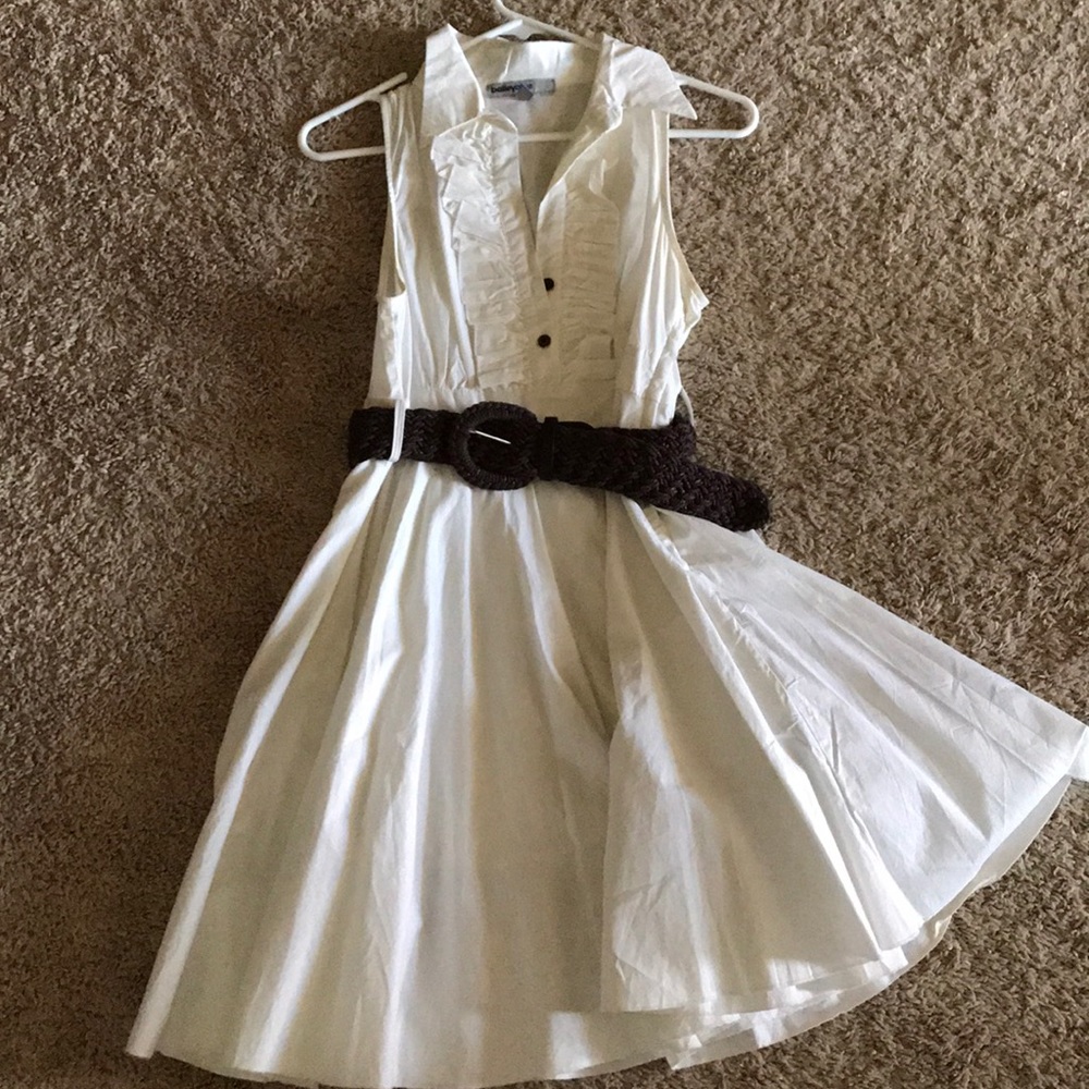 White dress with belt